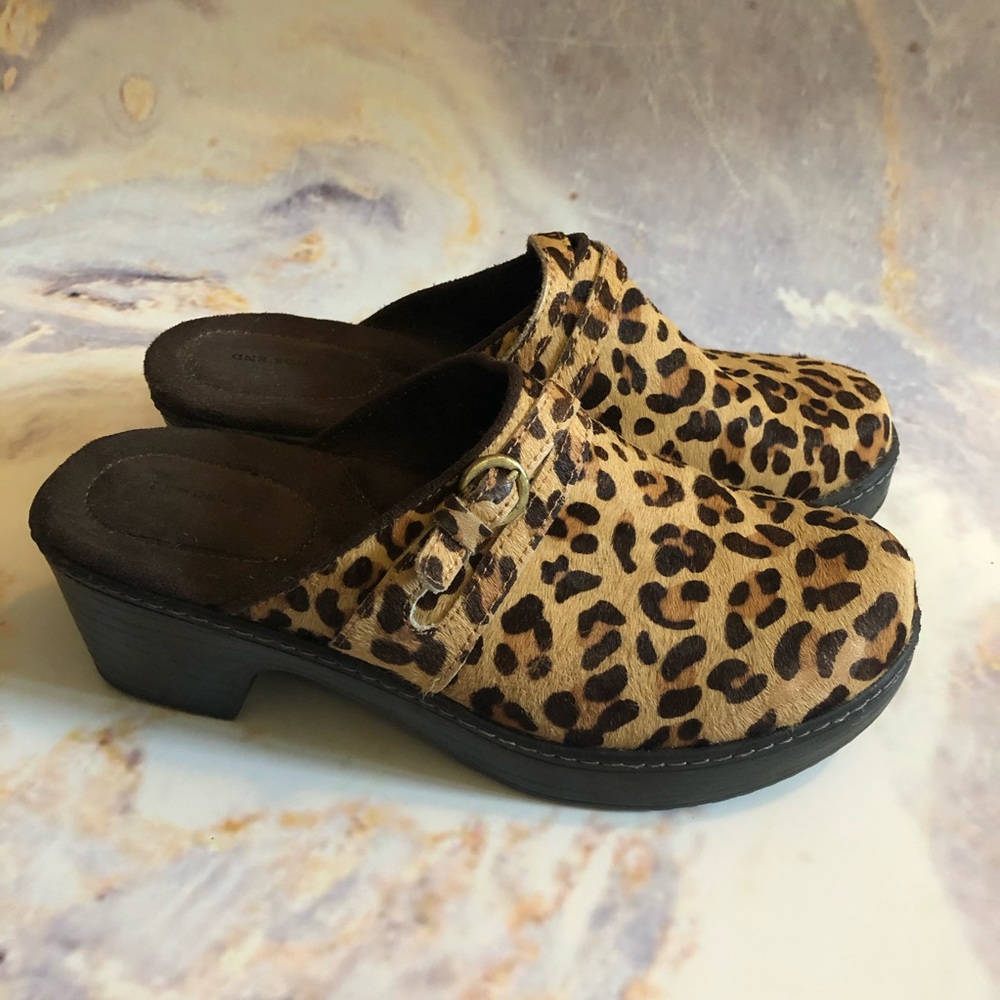 Leopard print slip on clog